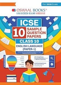 Oswaal ICSE 10 Sample Question Papers Class 10 English Paper-1 (Language) for Board Exam 2026 (Strictly aligned with CISCE Latest Specimen Paper ... with Explanations & Board Marking Scheme Paperback – 12 September 2025